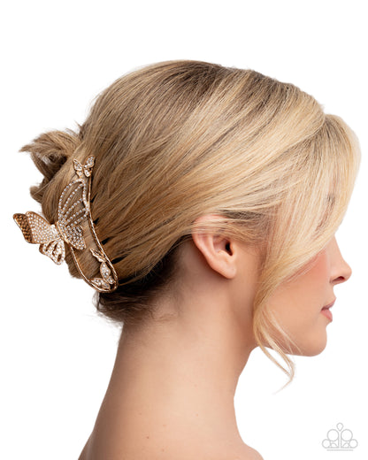 Butterfly Banter - gold - Paparazzi hair clip