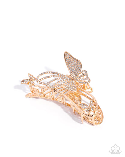 Butterfly Banter - gold - Paparazzi hair clip