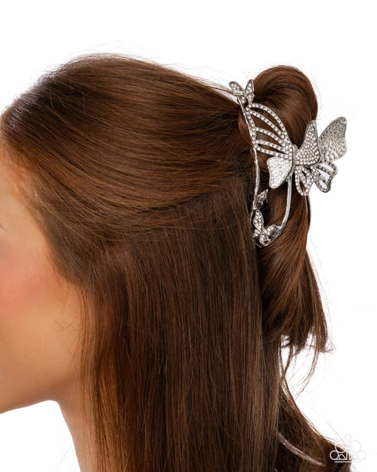 Butterfly Banter - white - Paparazzi hair clip