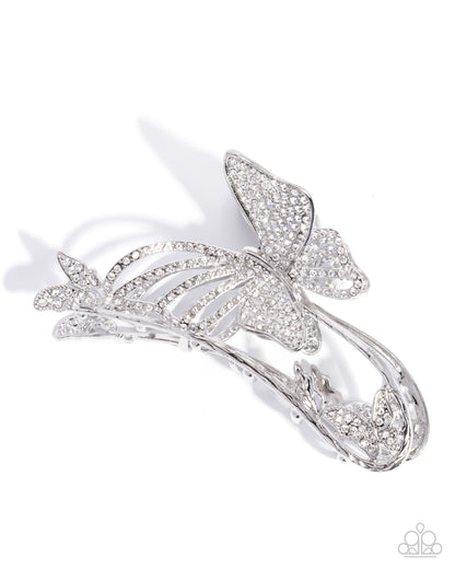 Butterfly Banter - white - Paparazzi hair clip