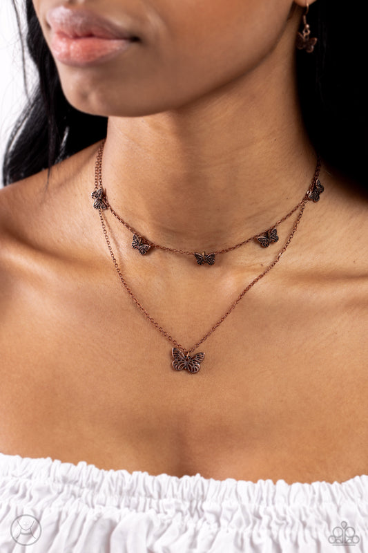 Butterfly Beacon - copper - Paparazzi necklace