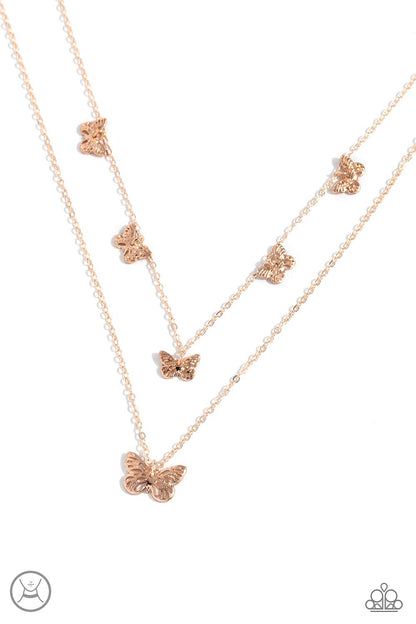 Butterfly Beacon - rose gold - Paparazzi necklace