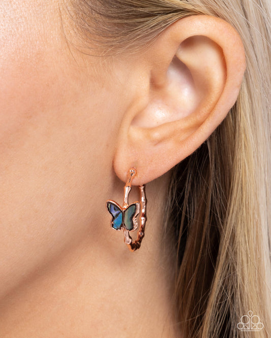Butterfly Beginning - copper - Paparazzi earrings