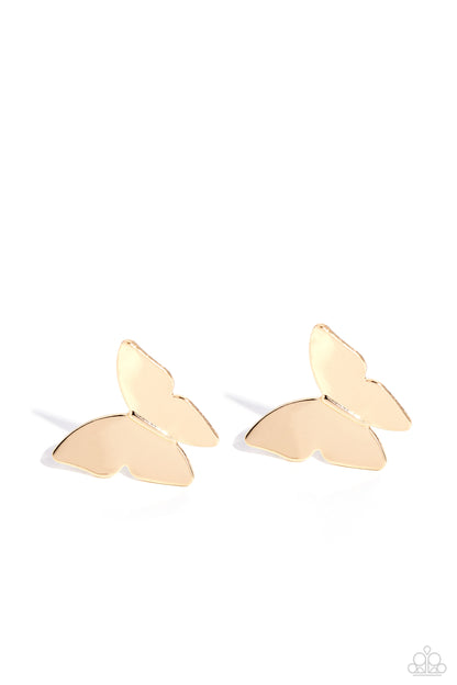 Butterfly Beholder - gold - Paparazzi earrings