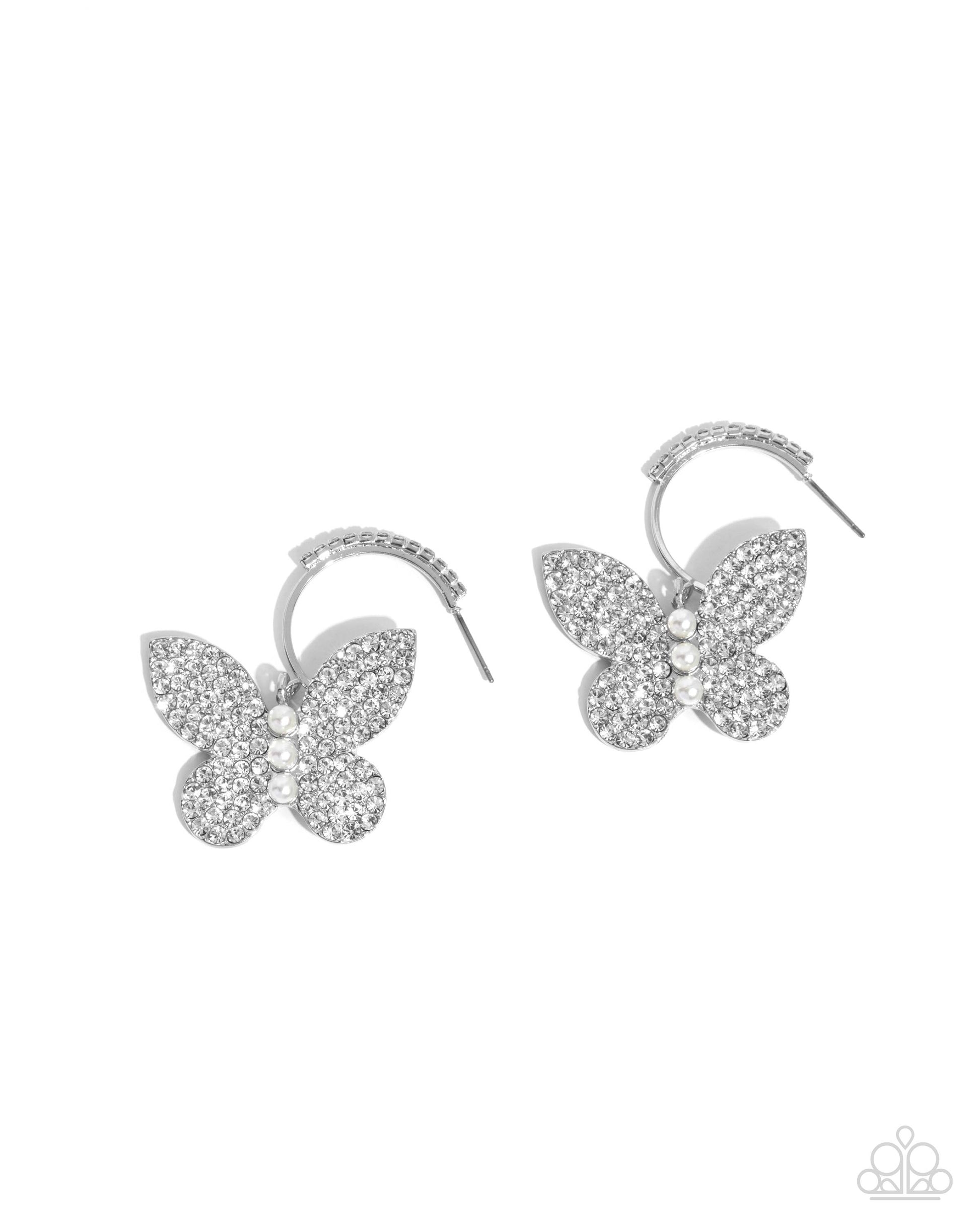Butterfly Boundary - white - Paparazzi earrings