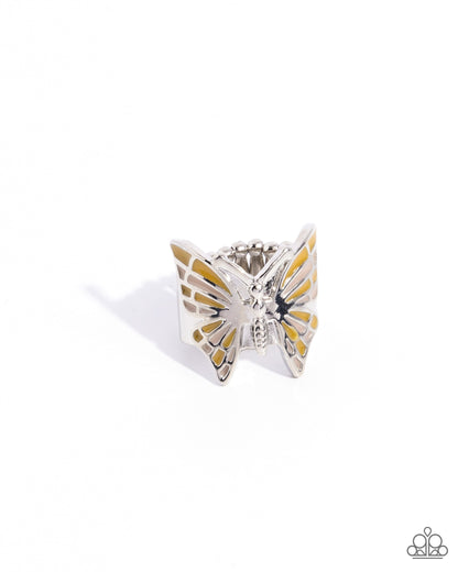 Butterfly Broadcast - yellow - Paparazzi ring