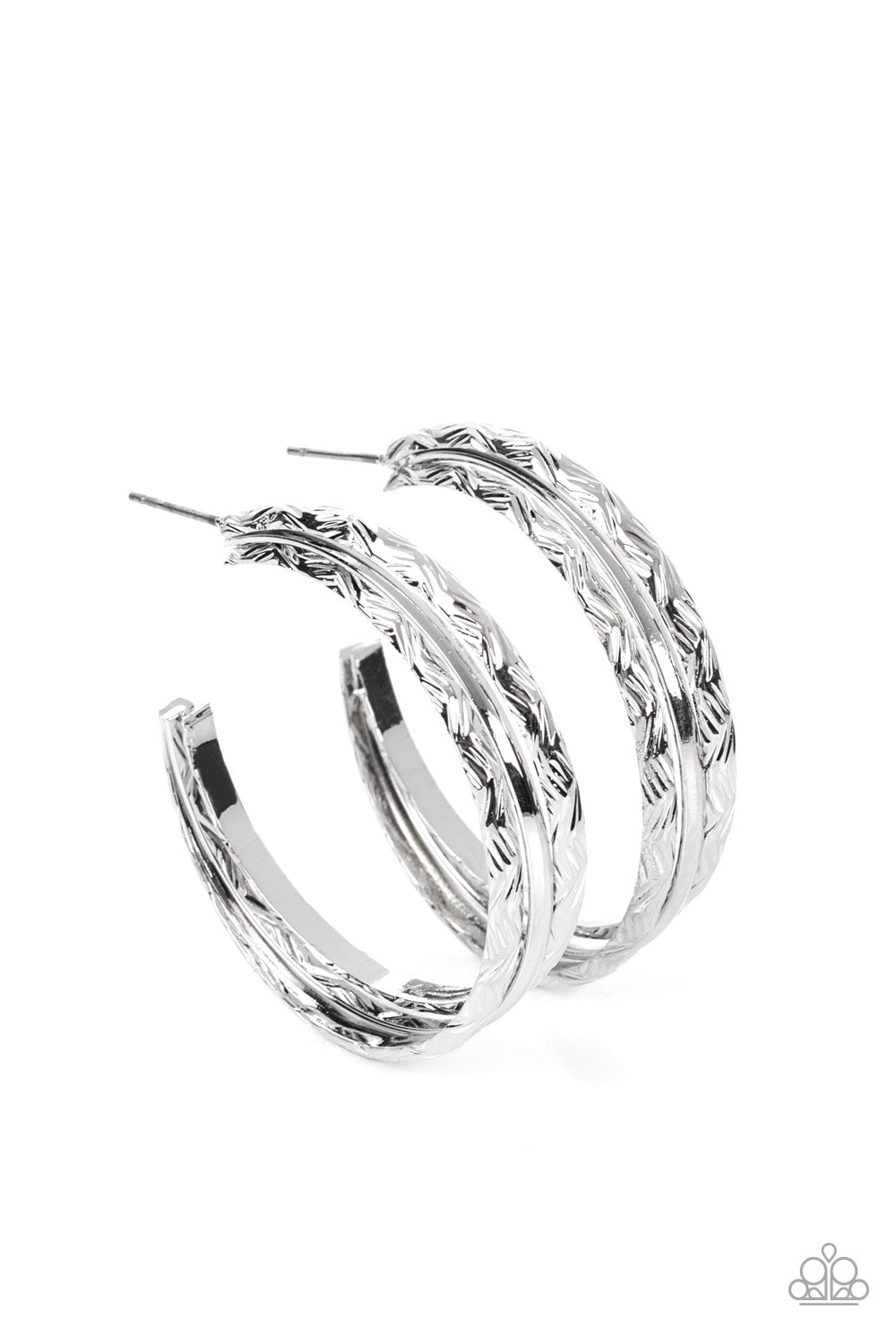 CONTOUR de Force - silver - Paparazzi earrings