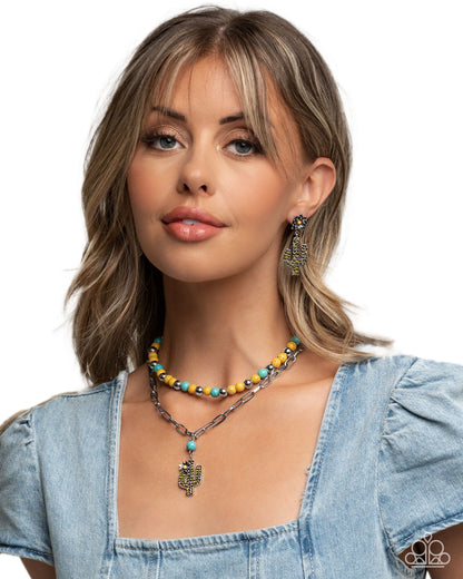 Cactus Cause - yellow - Paparazzi earrings