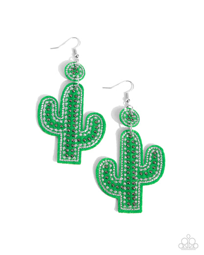 Cactus Cameo - green - Paparazzi earrings