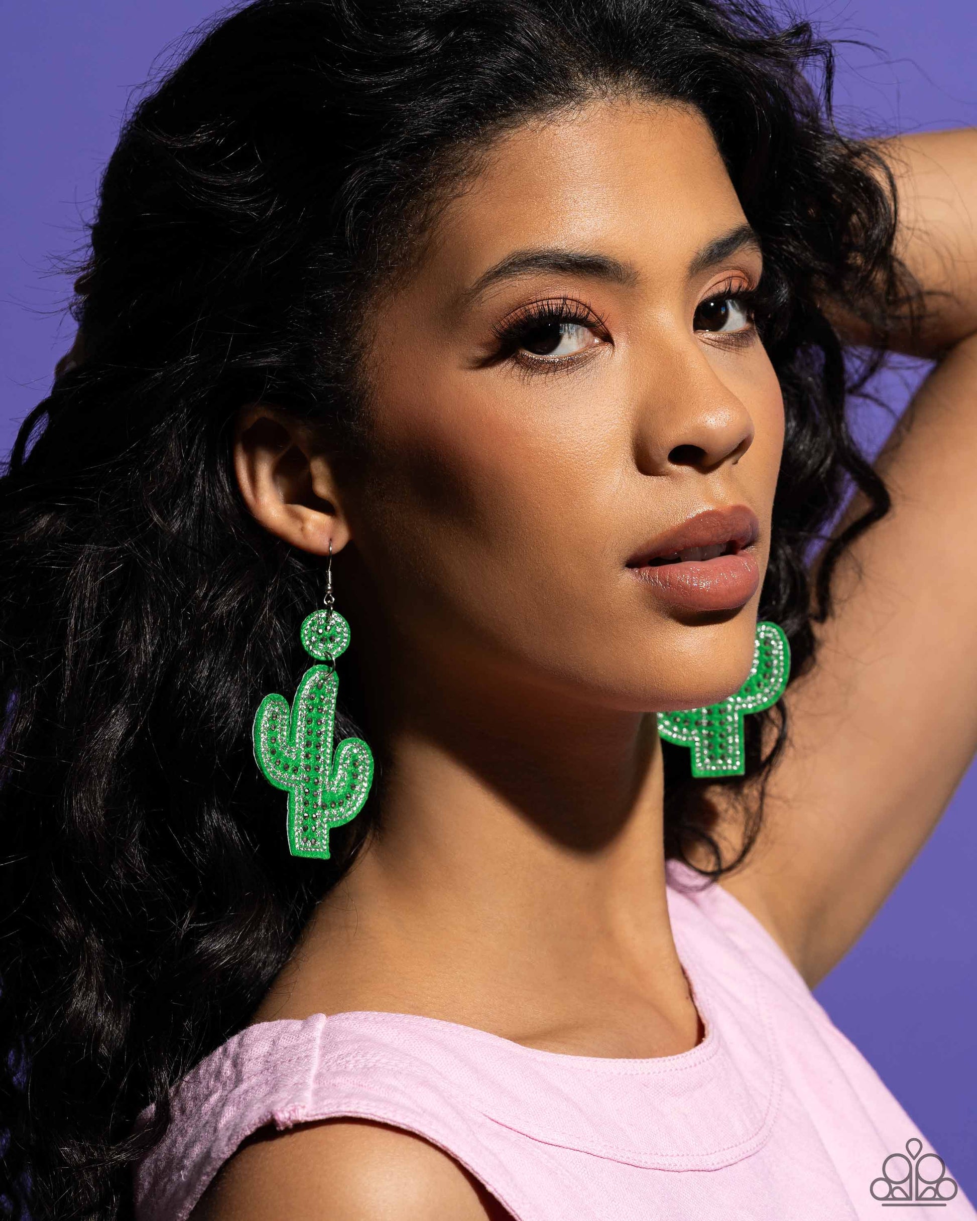 Cactus Cameo - green - Paparazzi earrings