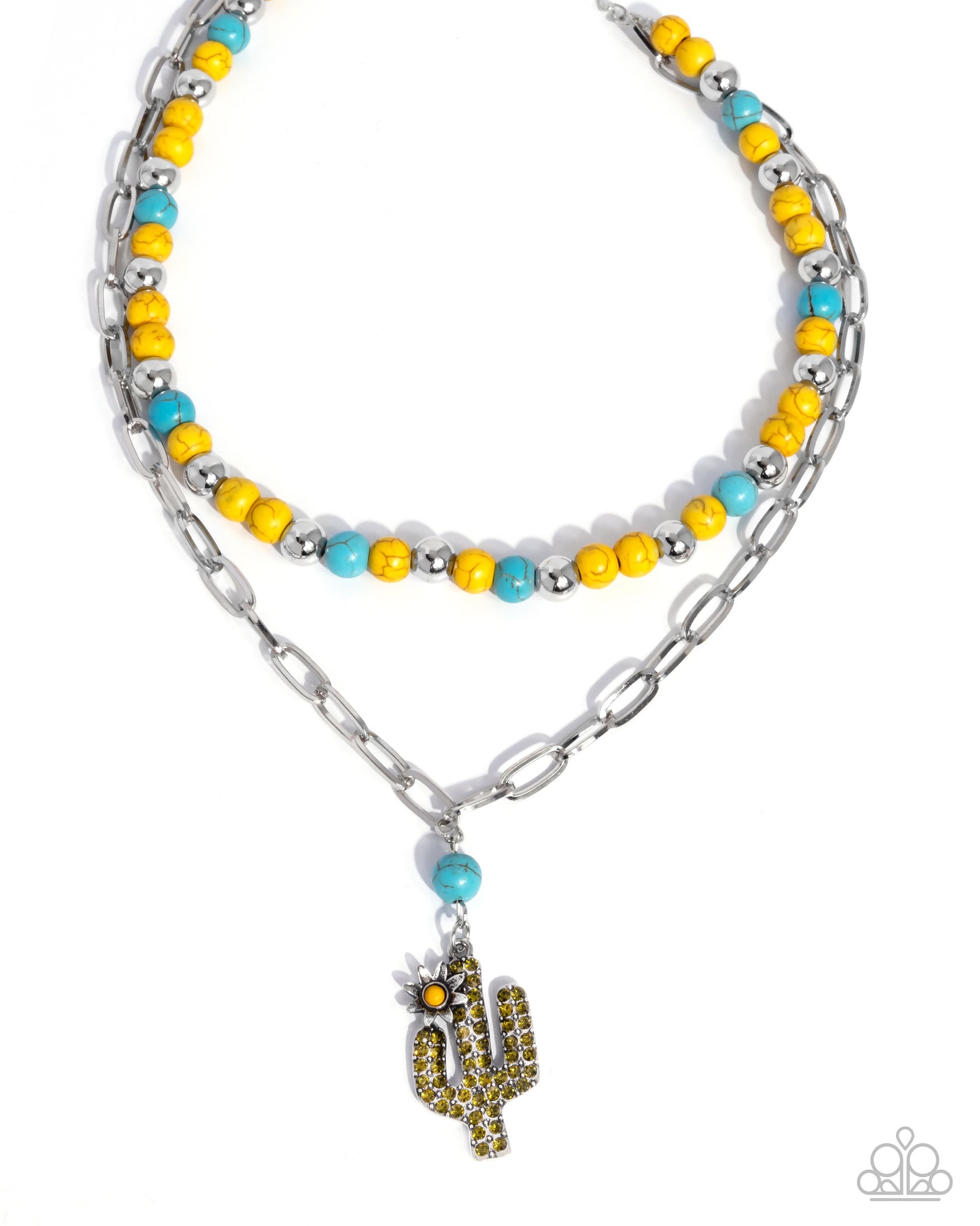 Cactus Cascade - yellow - Paparazzi necklace