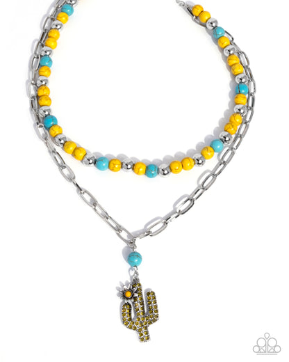 Cactus Cascade - yellow - Paparazzi necklace