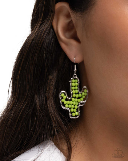 Cactus Catwalk - green - Paparazzi earrings