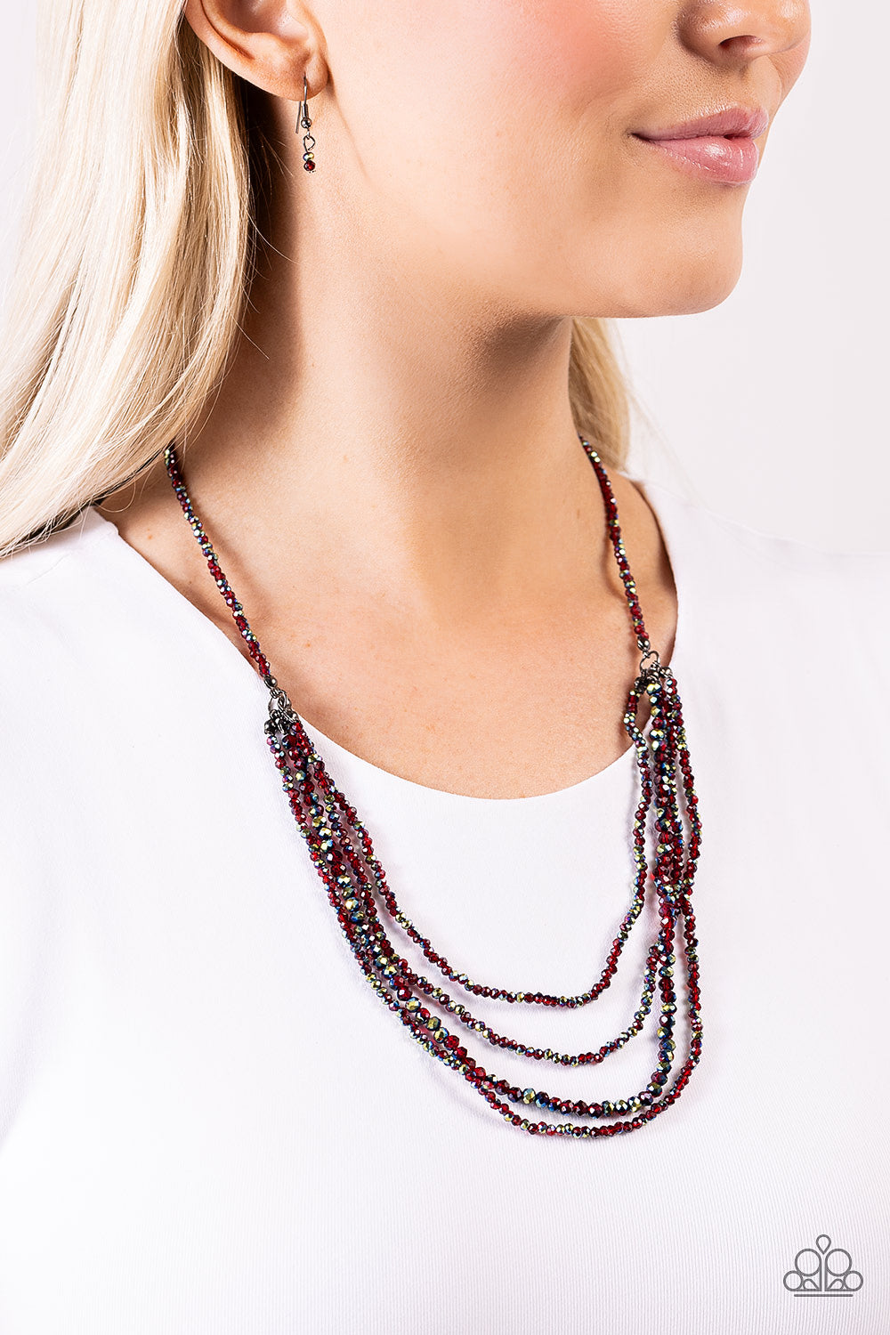 Candescent Cascade - red - Paparazzi necklace