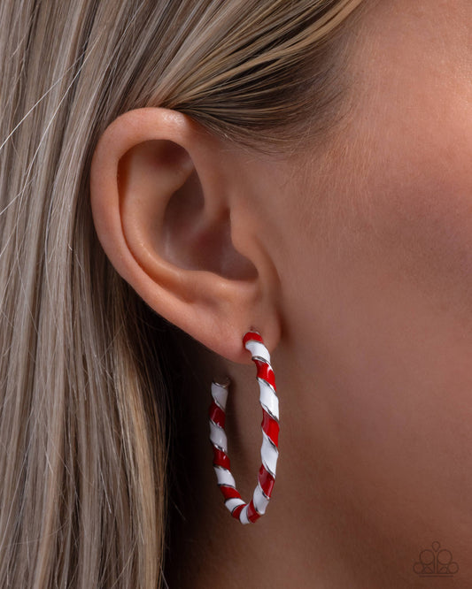 Candy Cane Lane - red - Paparazzi earrings