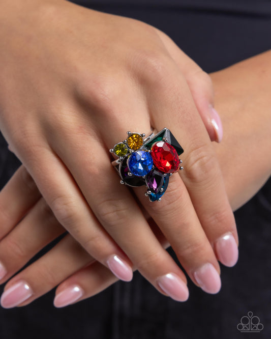 Capricious Cluster - red - Paparazzi ring