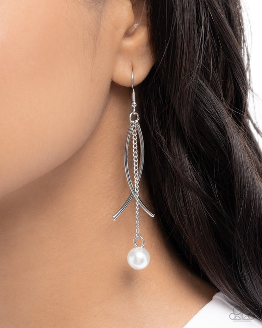 Captivating Curves - white - Paparazzi earrings