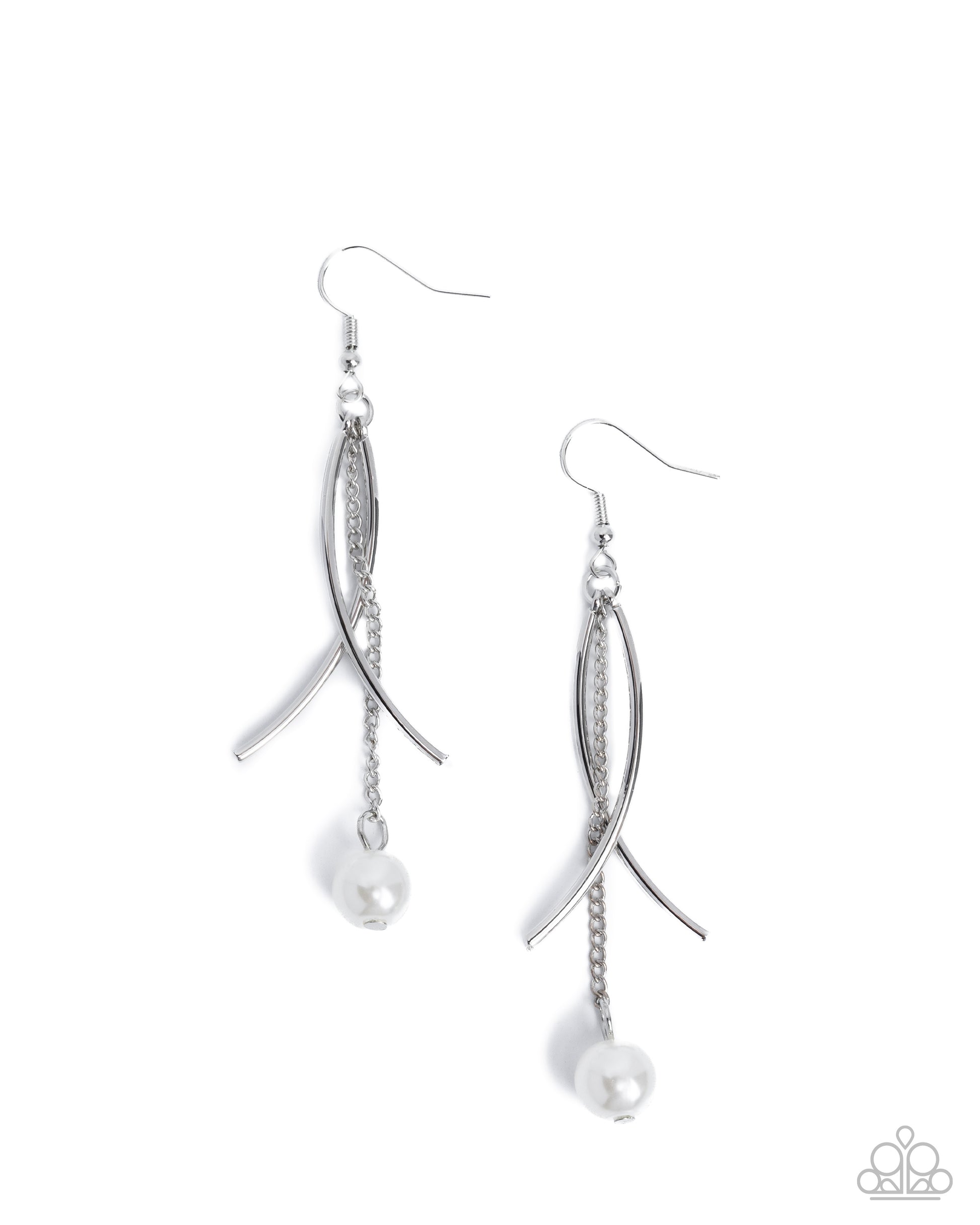Captivating Curves - white - Paparazzi earrings
