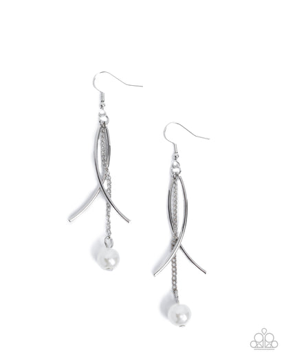 Captivating Curves - white - Paparazzi earrings