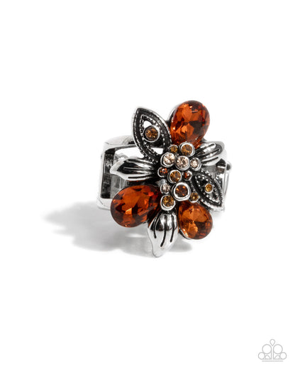 Carefree Corsage - brown - Paparazzi ring