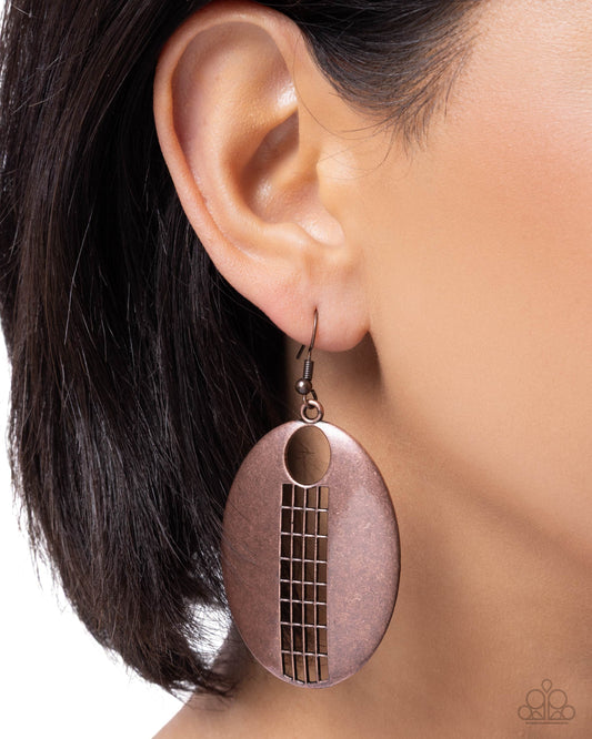 Carved Chic - copper - Paparazzi earrings