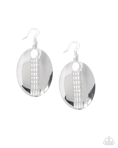 Carved Chic - silver - Paparazzi earrings
