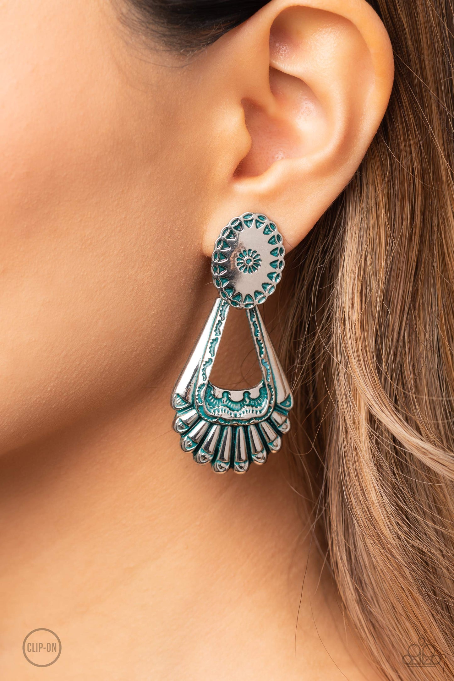 Casablanca Chandeliers - blue - Paparazzi CLIP ON earrings