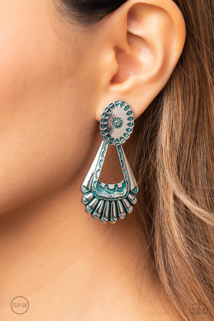 Casablanca Chandeliers - blue - Paparazzi CLIP ON earrings