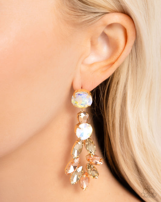 Cascading Cache - gold - Paparazzi earrings