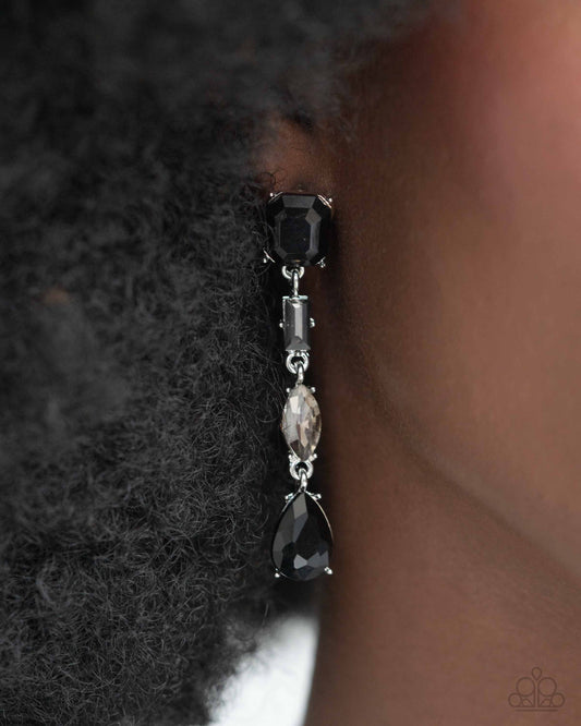 Cascading Class - black - Paparazzi earrings