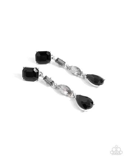 Cascading Class - black - Paparazzi earrings