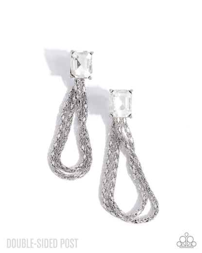 Cascading Collection - white - Paparazzi earrings