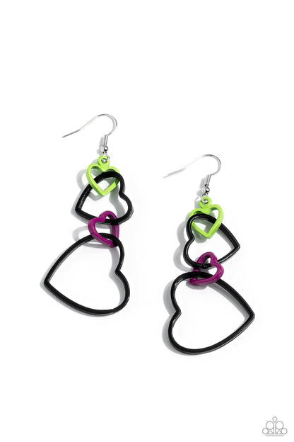 Cascading Crush - black - Paparazzi earrings