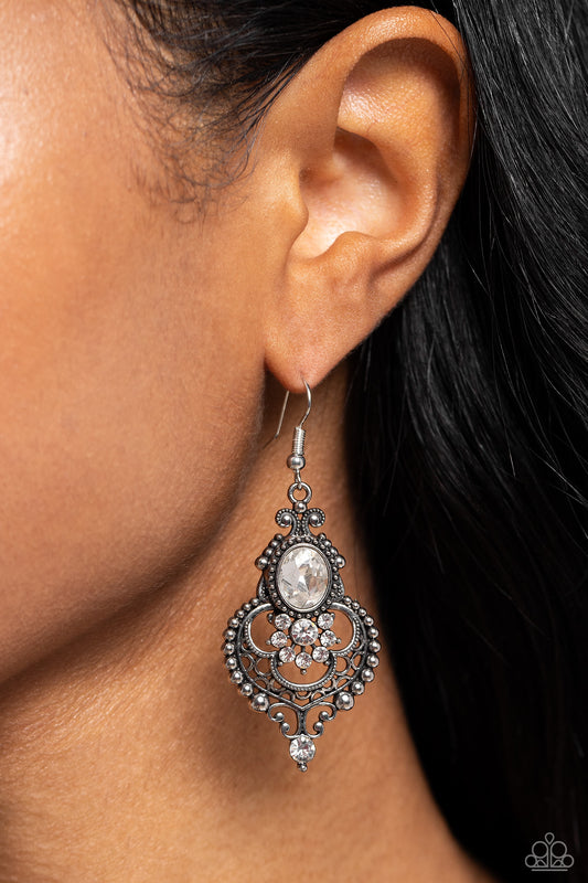 Castle Chateau - white - Paparazzi earrings