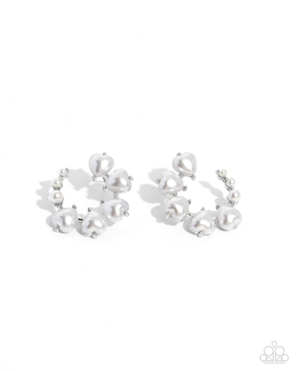 Castle Courting - white - Paparazzi earrings