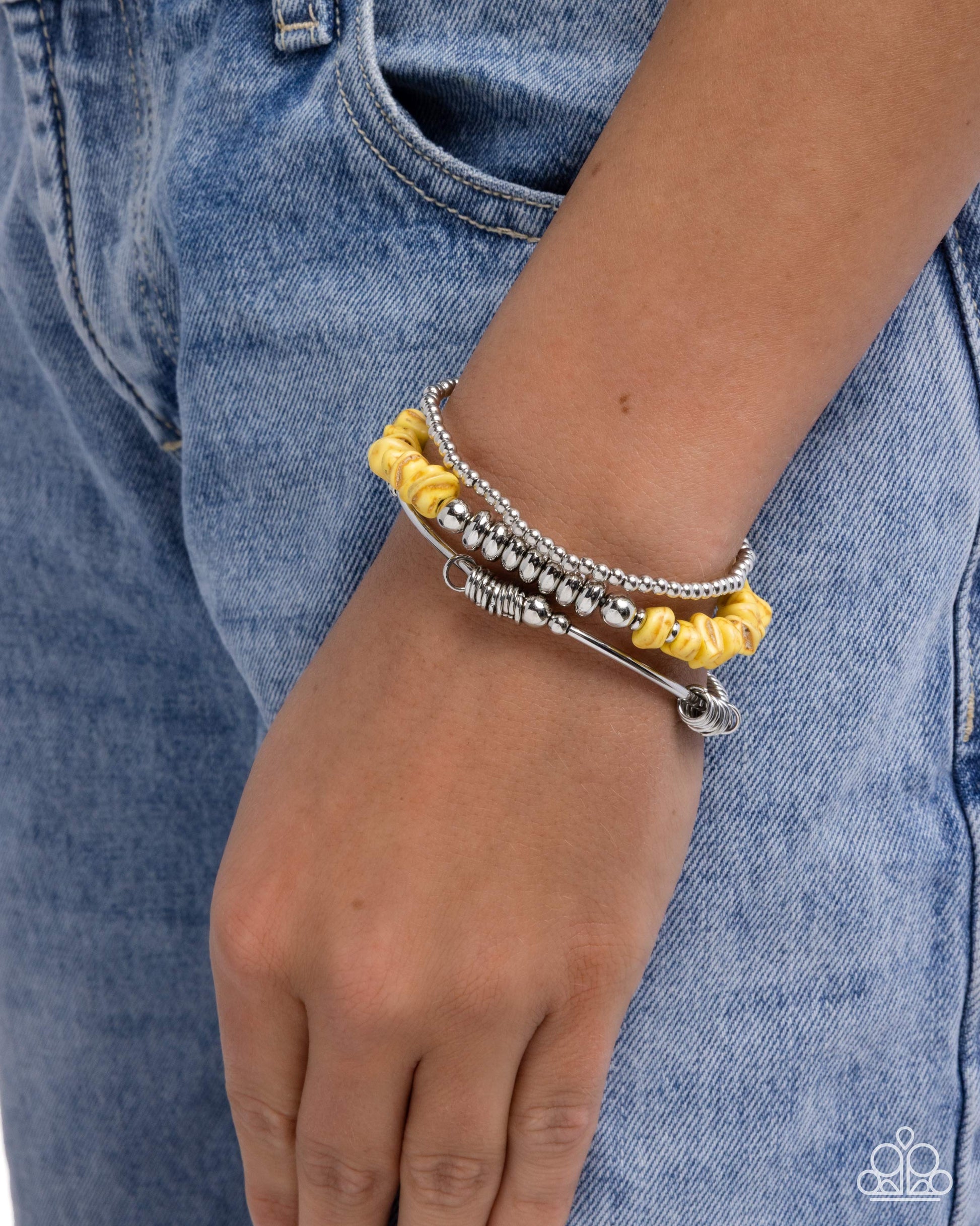 Casually Chiseled - yellow - Paparazzi bracelet