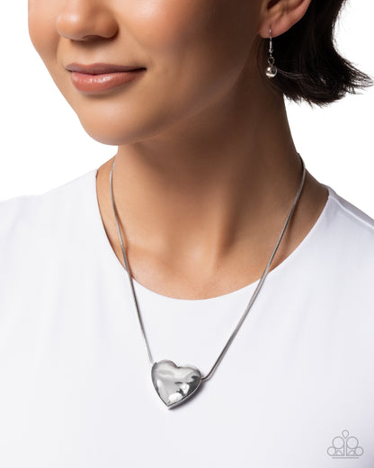 Cavalier Cupid - silver - Paparazzi necklace