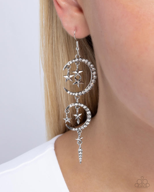 Celestial Cascade - white - Paparazzi earrings