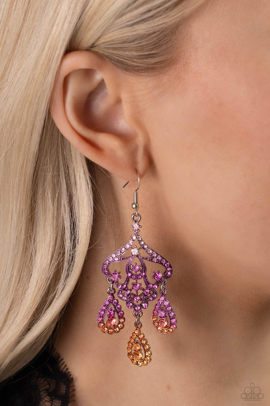 Chandelier Command - multi (pink-orange) - Paparazzi earrings