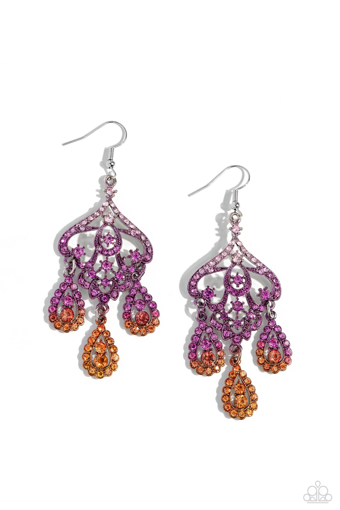 Chandelier Command - multi (pink-orange) - Paparazzi earrings