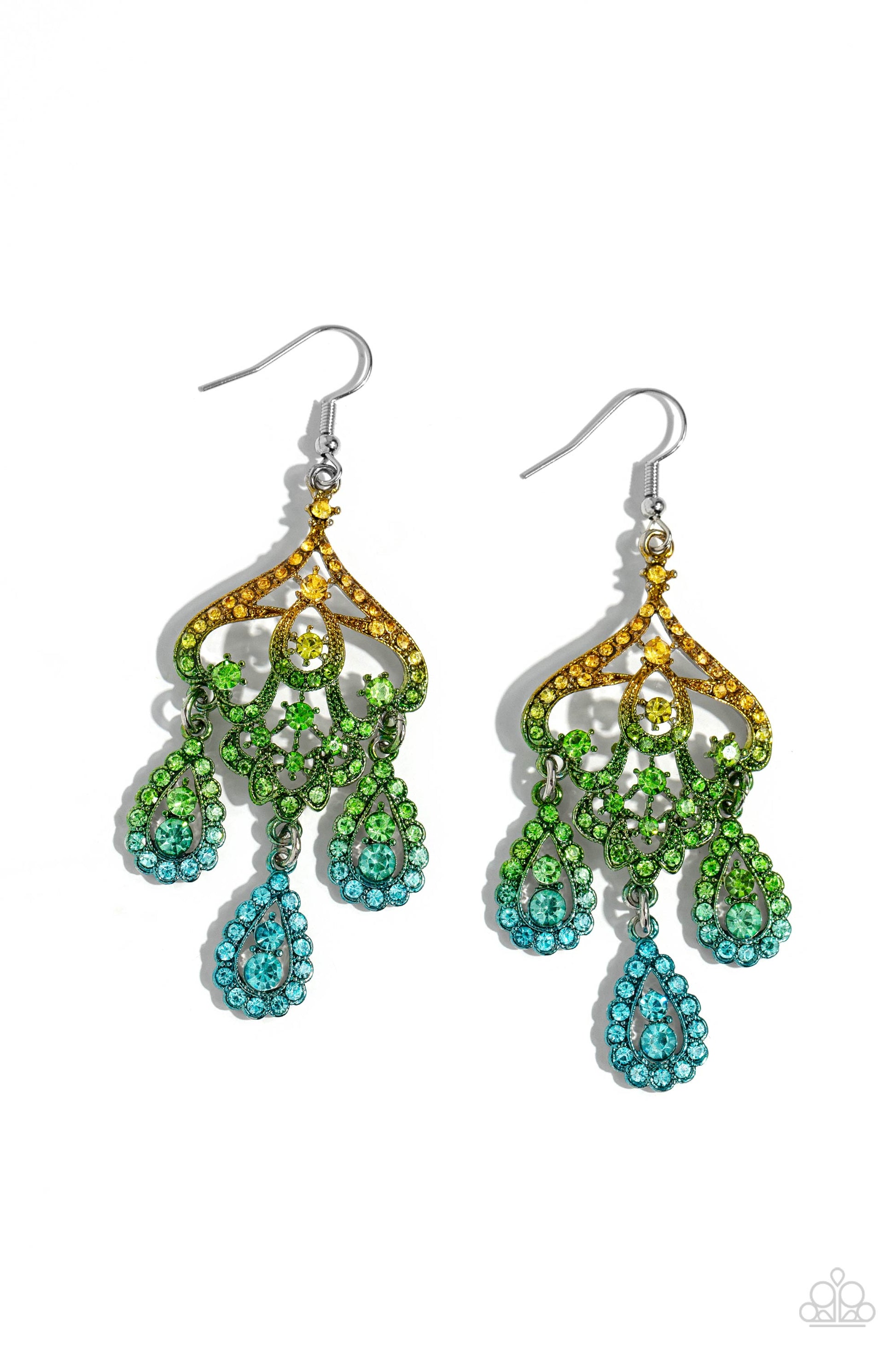 Chandelier Command - multi (yellow-blue) - Paparazzi earrings