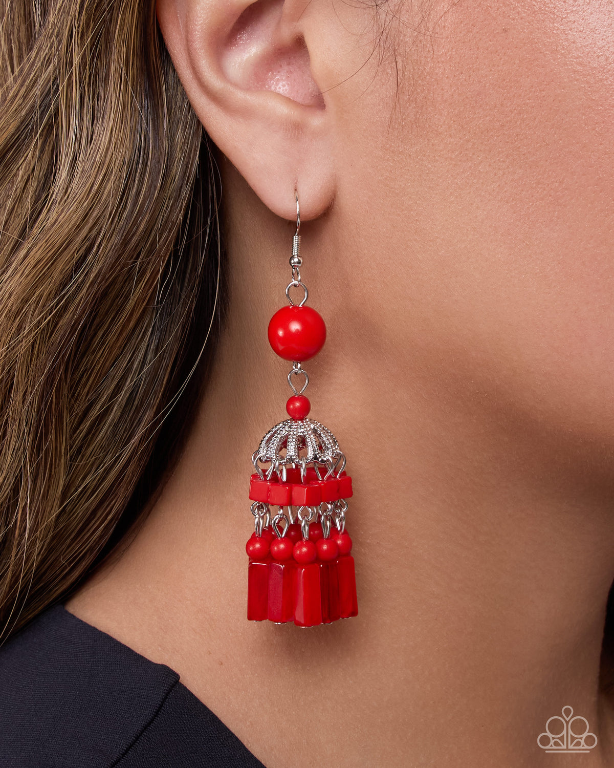 Chandelier Construction - red - Paparazzi earrings
