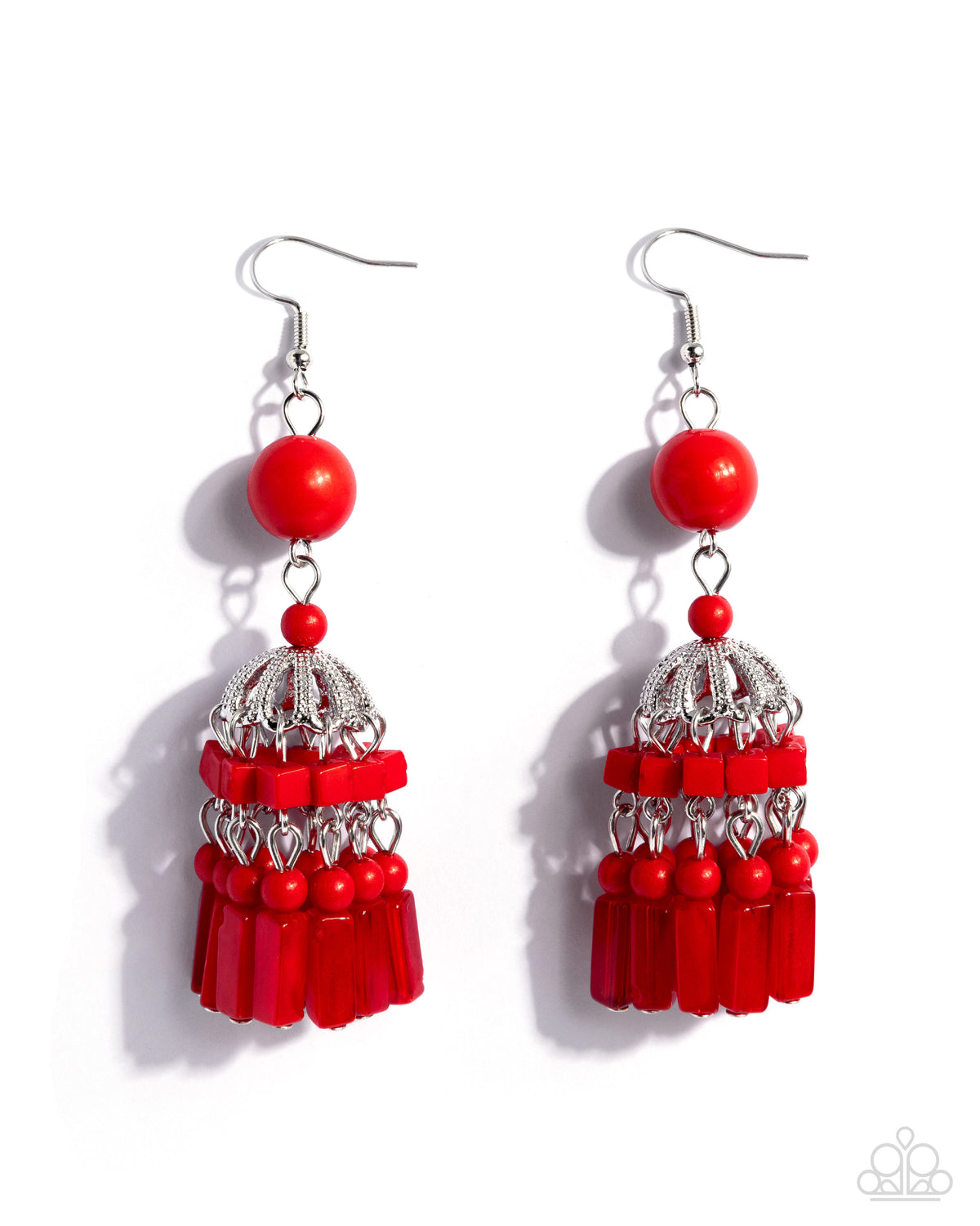 Chandelier Construction - red - Paparazzi earrings