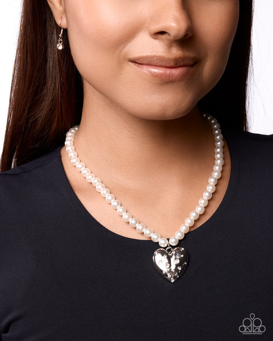 Charming Cadence - white - Paparazzi necklace
