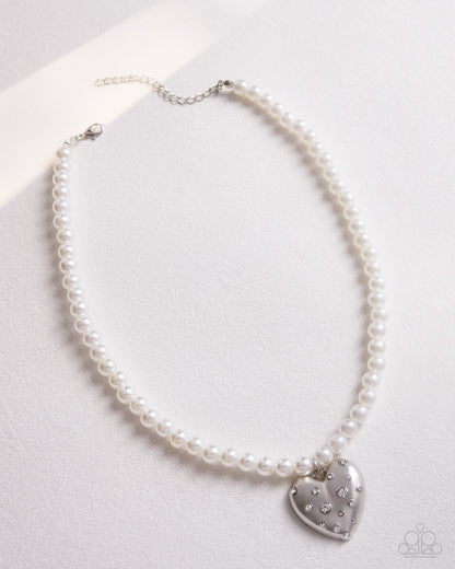 Charming Cadence - white - Paparazzi necklace