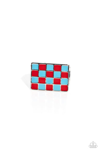 Checkerboard Craze - red - Paparazzi ring