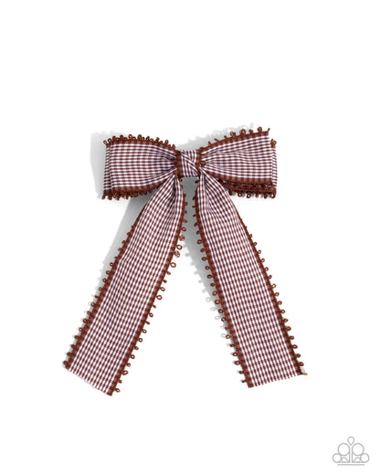 Checkered Chic - brown - Paparazzi hair clip