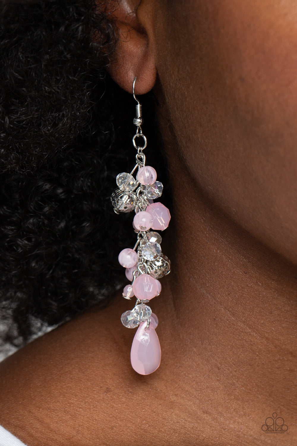 Cheeky Cascade Pink Paparazzi Earrings Jewelryblingthing