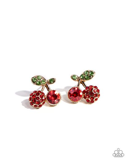 Cherry Candidate - gold - Paparazzi earrings