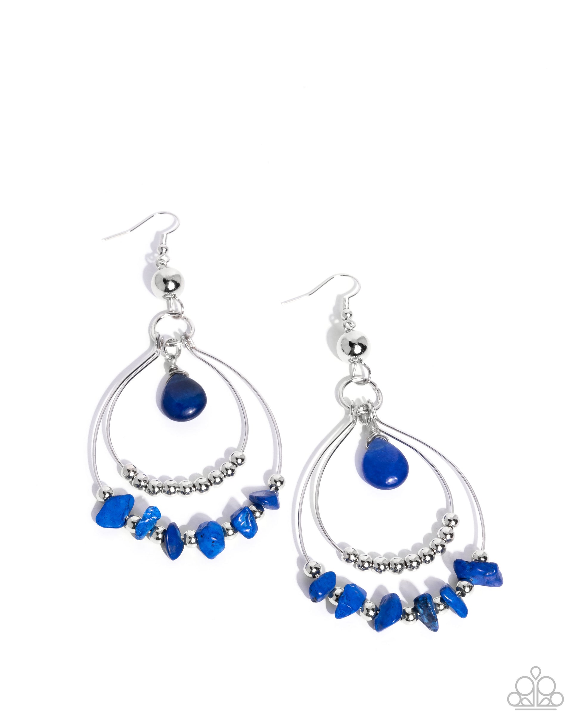 Chiseled Cascade - blue - Paparazzi earrings